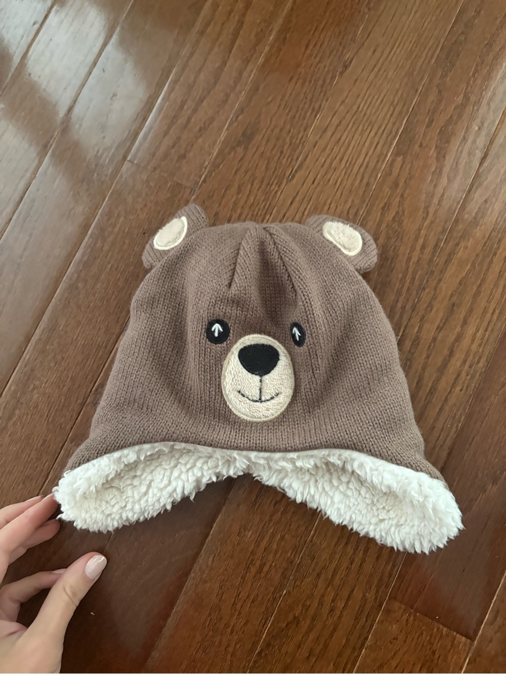 Kombi baby Brown Bear Knit Hat with Sherpa Lining